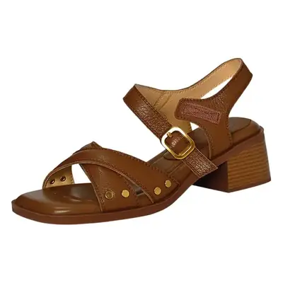Women's Open-Toe Sandals with Thick Heel and Cross Strap
