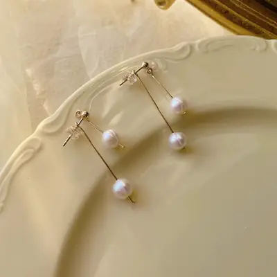 Elegant Pearl Earrings Two Wearings 925 Silver