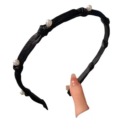 Elegant Black Pearl Hair Hoop for Women