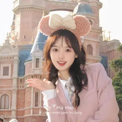 Women's Plush Bow Hair Band Autumn Winter Cute Cartoon Face Wash