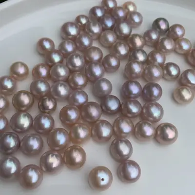 Freshwater Steamed Bun Pearl Beads Purple Golden 10-11