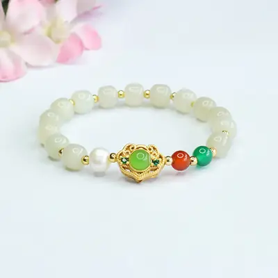 Guan Yu Jade Pearl Bracelet for Women