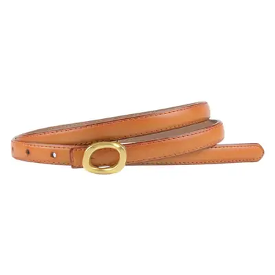 Women's Genuine Leather Belt Brown Gold Buckle