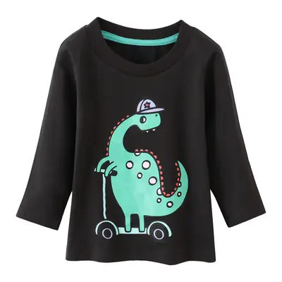 Boys Cotton Long Sleeve T-shirt with Dinosaur Print