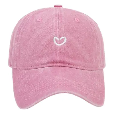 Women Pink Heart Embroidered Baseball Cap