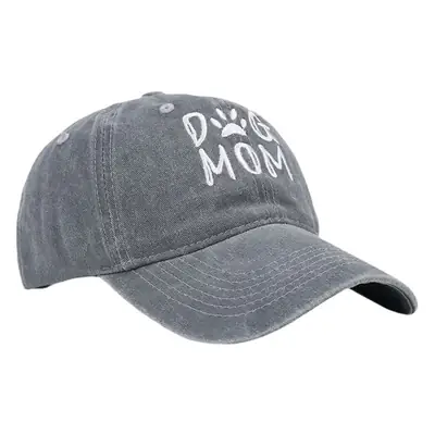 Women Grey Mom Dog Cap Wash & Wear Embroidered