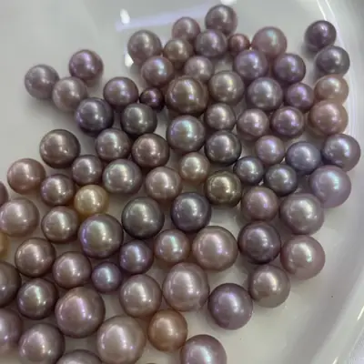 Zhuji Shanxia Lake 9-10mm Natural Color Freshwater Edison Purple Pearl Loose Beads Naked Beads Round Particle Beads