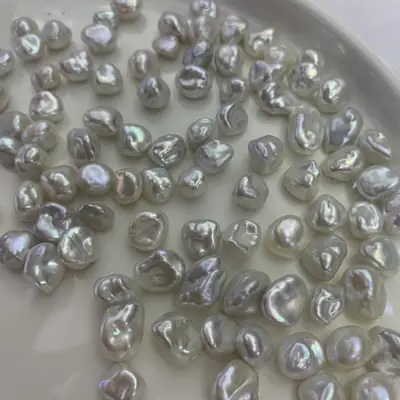 Nearly Flawless Silver Beads 9-10mm Baroque Pendant
