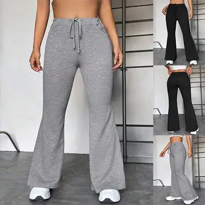Black Bell Waist Women's Yoga Pants for Outdoor Wear