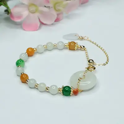 Multicolor Jade Bracelet for Women Fortune & Longevity