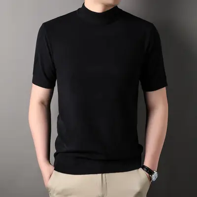 Men's Brown Turtleneck Cardigan 2025 Winter