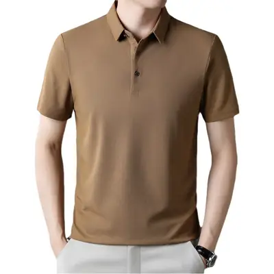 Men Navy Blue Polo Shirt Short Sleeve Casual Wear