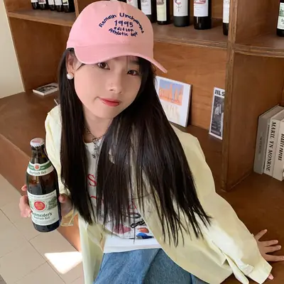 Korean-style Letter Contrast Cap Women Deepen Big Head Soft Top
