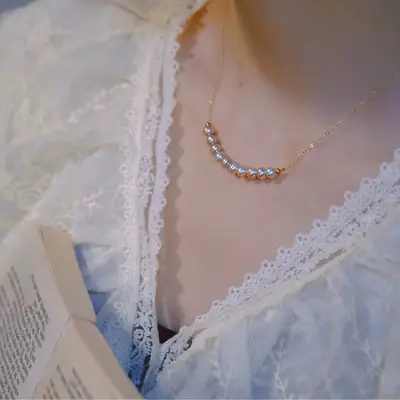 Pearl Clavicle Necklace 925 Silver Plated 18K Gold