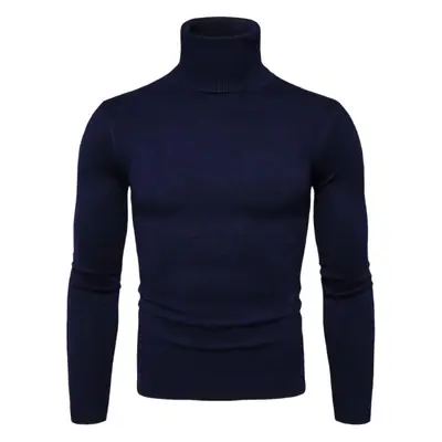 Men's 2024 Slim Fit Turtle Neck Sweater Navy