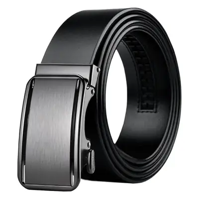 Men's Genuine Leather Belt Automatic Buckle Black