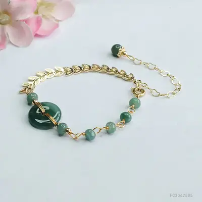 Natural Jade Bracelet Blue Horizontal Peace Buckle