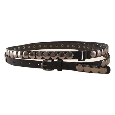 Retro Punk Belt with Double Circle Design for Women