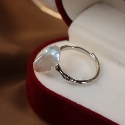 Broken Silver Pearl Ring S925 Full Body Sterling Silver