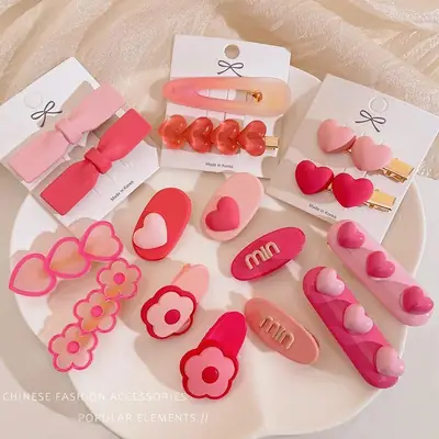 Pink Hairpin Clips for Girls Summer Bangs Clip