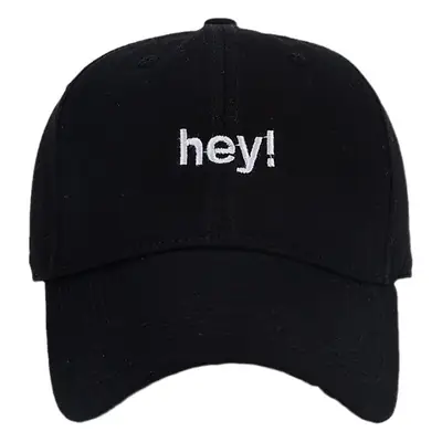 Brown Embroidered "hey!" Baseball Cap
