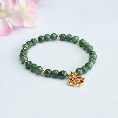 Oil Green Ruyi Abacus Bracelet for Women