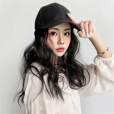 Women's Big Wave Cap Wig Mid-Length Hair Trendy