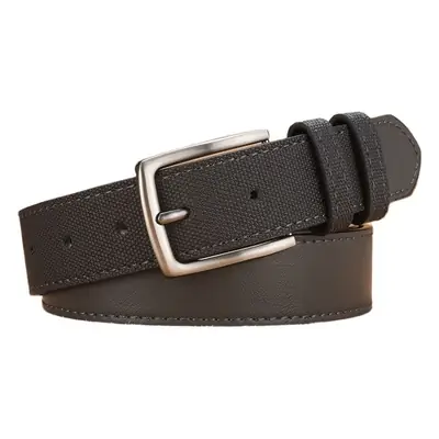 Men's Black PU Leather Belt with Silver Buckle