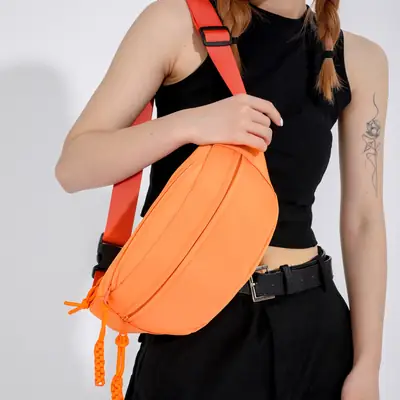 Women's Orange Canvas Crossbody Bag Large Capacity