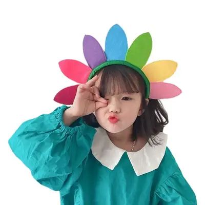 Children's Sunflower Headband with Colorful Leaves