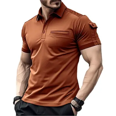 Men Muscle Sports Polo Shirt Olive Green 2023