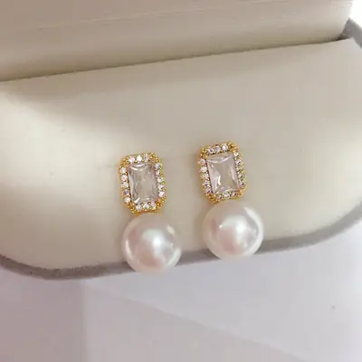 Natural Pearl Earrings for Women 18K Gold Light