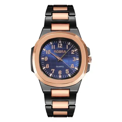 2023 ROSRA Men's Quartz Watch Black Gold Strap