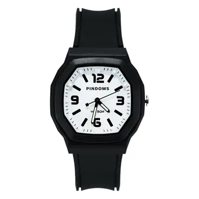 Pasnew Japan Quartz Silicone Watch for Kids Black