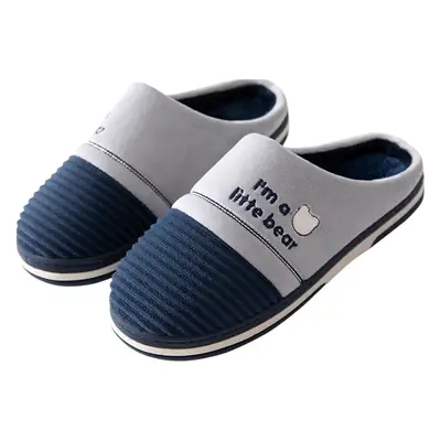 2023 new large size men's slippers winter indoor home warm non-slip wooden floor mute shit feeling cotton slippers