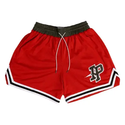 Men's American Basketball Shorts Cream Red Drawstring Waist