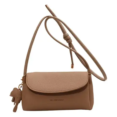 Women's Beige Crossbody Shoulder Bag with Tassel