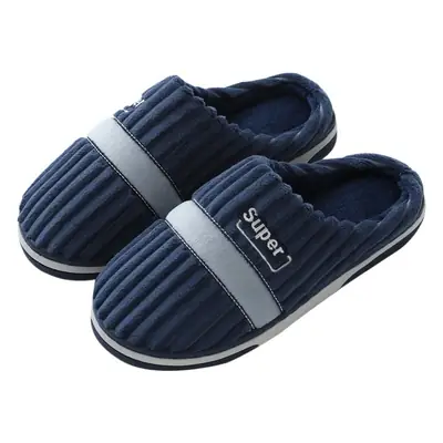 Winter Men's Blue Cotton Slippers Warm Thickened
