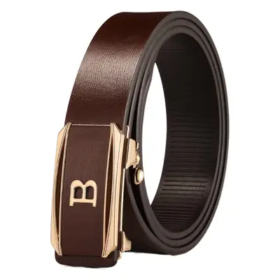Men's Brown Cowhide Belt with Gold Plated Buckle