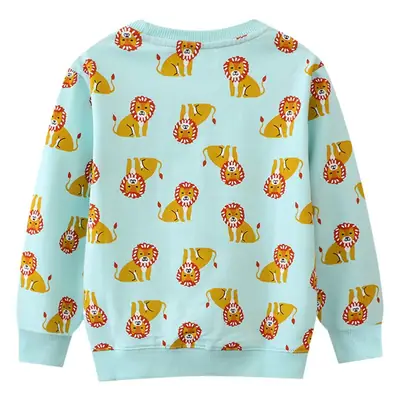 Boys' Light Blue Lion Print Sweatshirt Long Sleeve 2026
