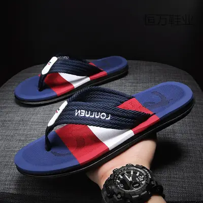 Fujian big manufacturers 2023 cross-border flip-flops men's beach slippers summer wear European and American men's sandals wholesale