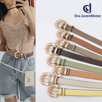 Women's Cowhide Litchi Belt焦糖色 2023