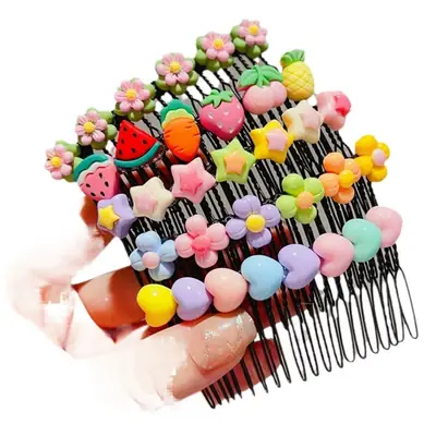 Cute Plastic Hairpin with Colorful Pom Pom for Girls