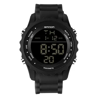 Sanda Black Digital Electronic Sports Watch with Silicone Band