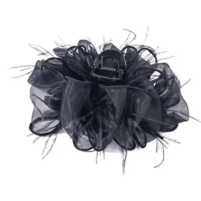 Princess Style Feather Mesh Headupdo with Princess Clip