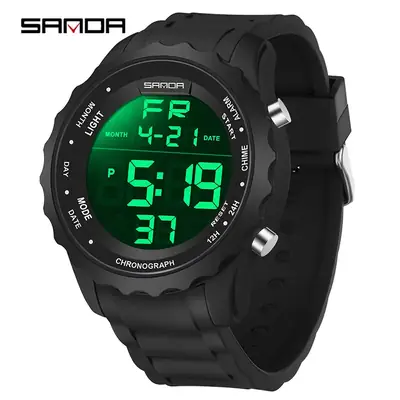Sanda Digital Watch Men Women Green Black 90354