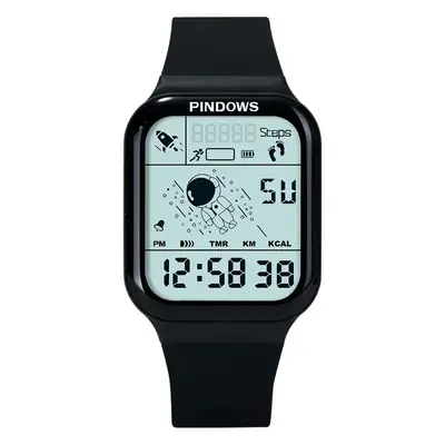 Digital Fitness Watch with Silicone Strap White