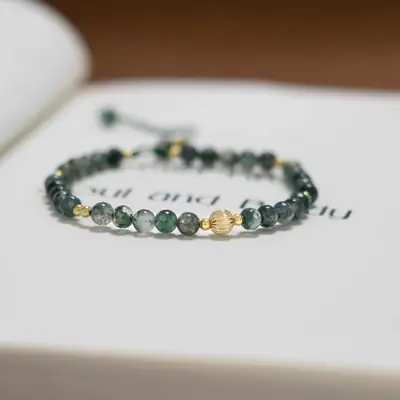 Natural Water Grass Agate Bracelet for Women
