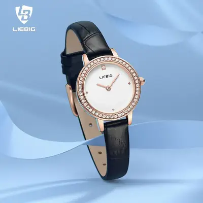 Women's Luxury Quartz Watch with Diamond Dial & Pearl Bracelet