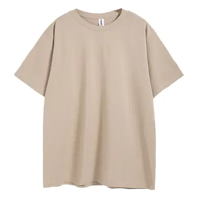 Men Cotton Oversize Drop Shoulder T-Shirt Beige Large
